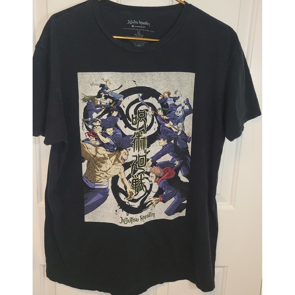 Crunchyroll T Shirt XL Black‎ Jujutsu Kaisen Anime Casual Cotton Graphic